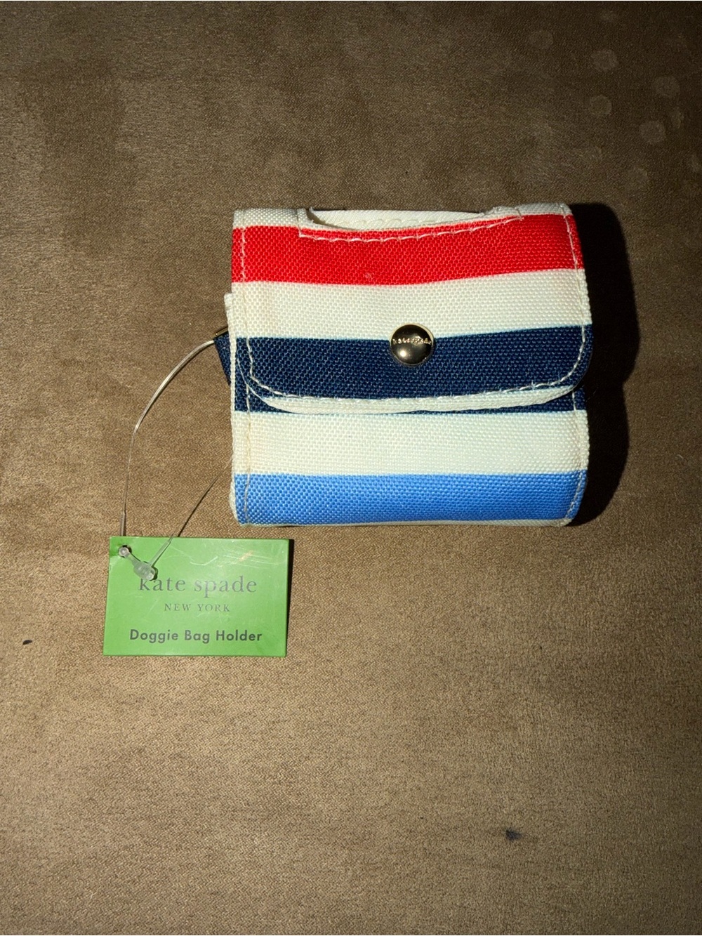 kate spade Striped Canvas Doggie Bag Holder in Red, White, Navy & Green